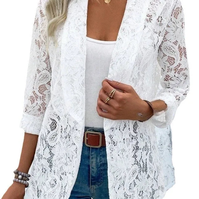 Zaylee – Tailored Lace Sleeve Blazer
