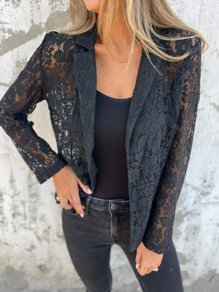 Zaylee – Tailored Lace Sleeve Blazer
