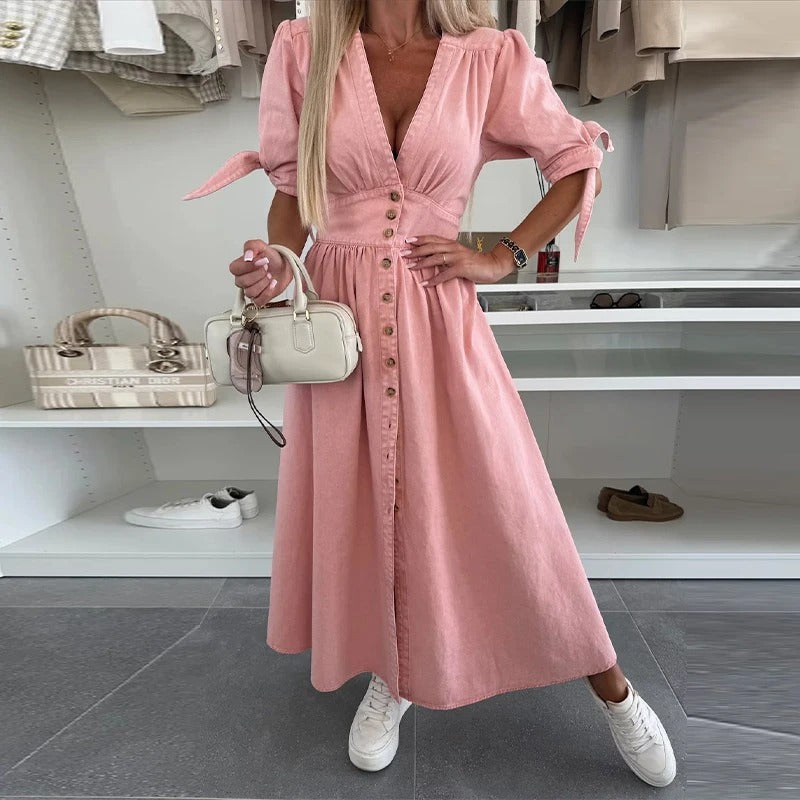 Clarina - Dress With Deep V-Neckline And Slit