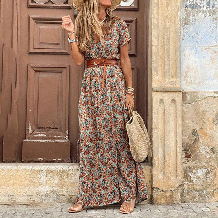 Liora - Maxi Ibiza Dress In Boho Style With Free Belt