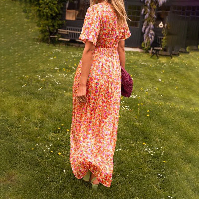 Marilla – Flutter Sleeve Floral Maxi Dress