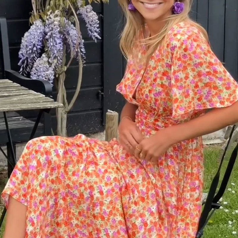 Marilla – Flutter Sleeve Floral Maxi Dress