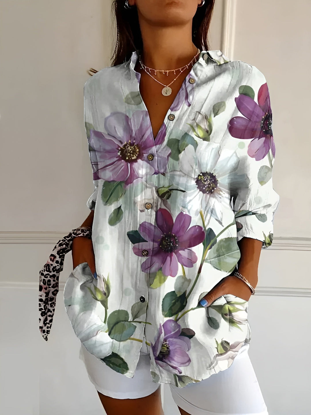 Roseline - Printed Button-Up Shirt